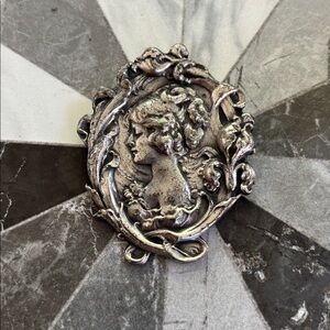 Pewter Tone Art Nouveau Pin